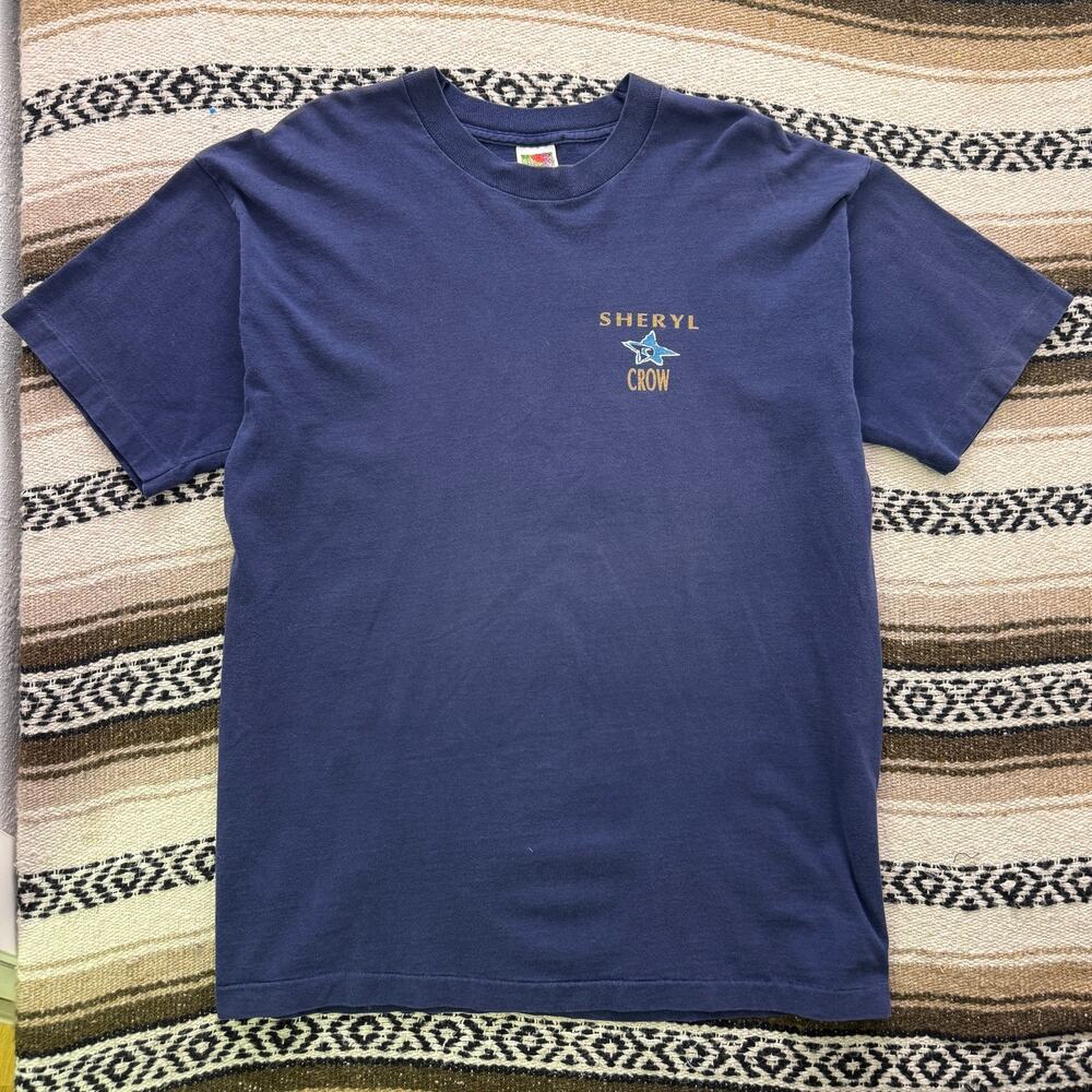 Vintage 90's Sheryl Crow Navy Blue Roots Rock Album Concert Tour Tee Shirt Sz XL